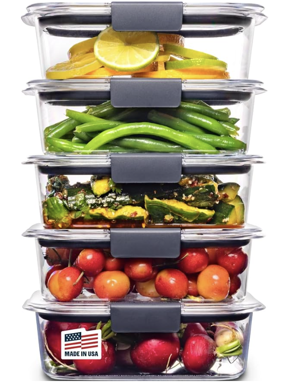 Rubbermaid Brilliance Tritan Plastic Food Storage Containers BPA Free Airtight Lids Ideal for Lunch Meal Prep & Leftovers Set of 5 (3.2 Cup)