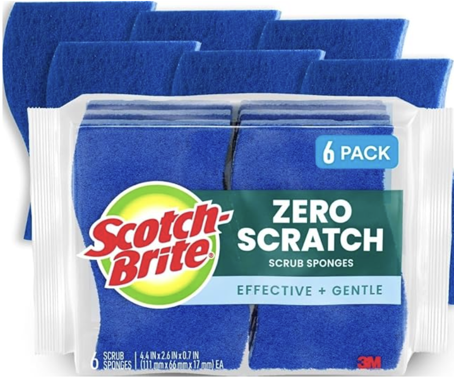 Scotch-Brite Zero Scratch Scrub Sponge, 6 Pack