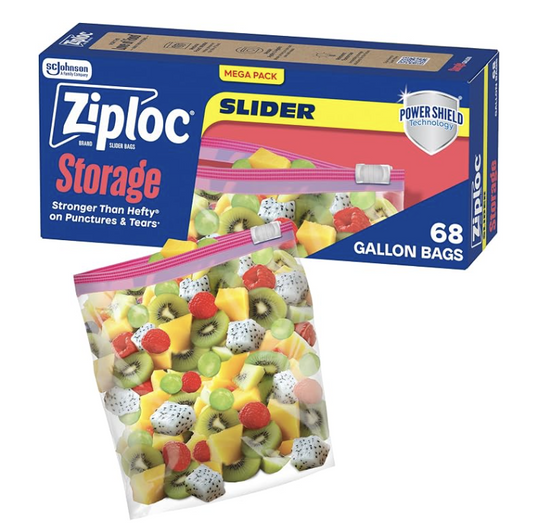 Ziploc Gallon Food Storage Slider Bags, 68 Count