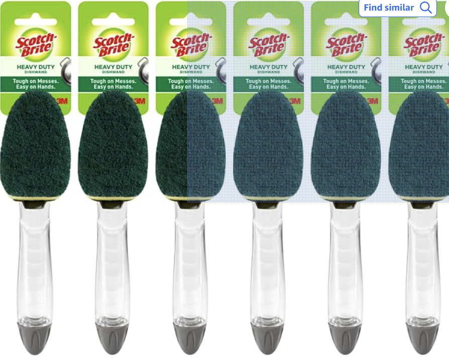 3M Scotch-Brite (6 Pack) Heavy Duty Dish Wand Sponge Brush Soap Dispenser with Scotch Brite Sponges Dish Scrubber Pads for Home Kitchen
